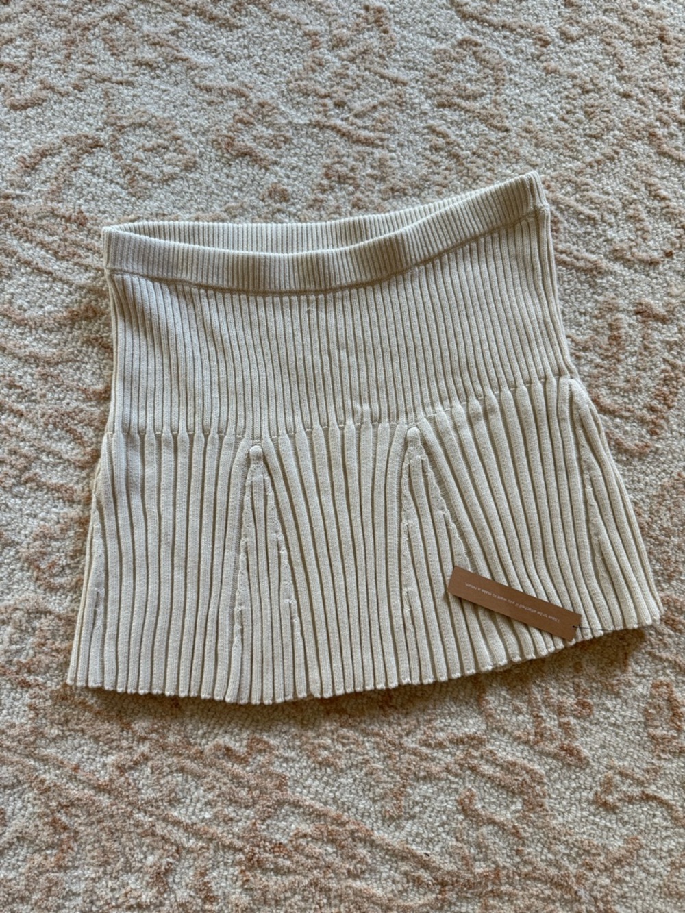 Reformation Cream Ribbed Knit Mini Skirt